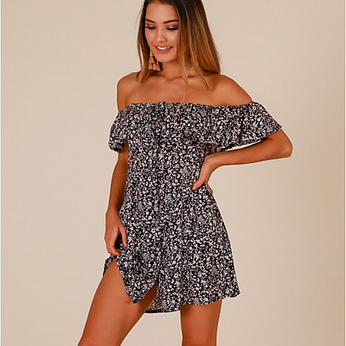

Women's Black Dress Sheath Print S M