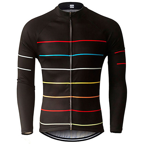 

21Grams Men's Long Sleeve Cycling Jersey 100% Polyester Black Stripes Bike Jersey Top Mountain Bike MTB Road Bike Cycling UV Resistant Breathable Quick Dry Sports Clothing Apparel / Stretchy