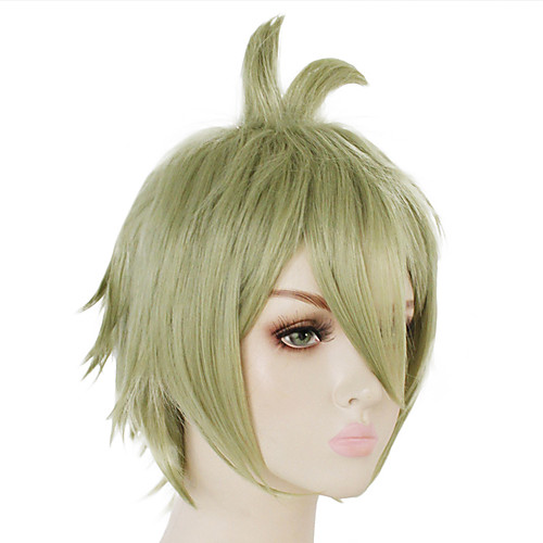 

Dangan Ronpa Cosplay Wigs Men's Asymmetrical 11 inch Heat Resistant Fiber Loose Curl Green Green Anime