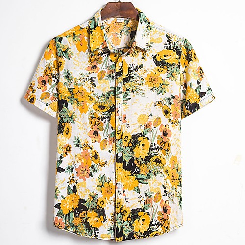 

Men's Daily Going out T-shirt - Floral Yellow