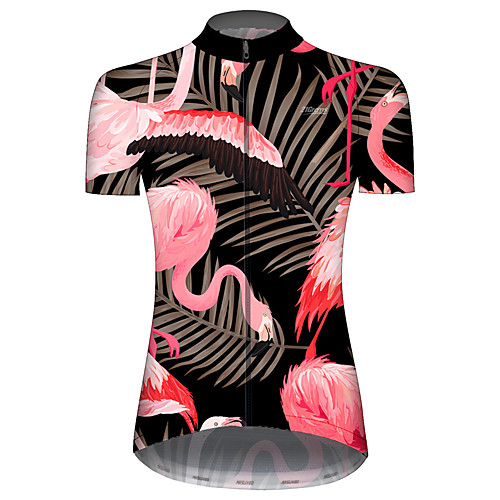 

21Grams Women's Short Sleeve Cycling Jersey Black / Red Flamingo Bike Jersey Top Mountain Bike MTB Road Bike Cycling UV Resistant Breathable Quick Dry Sports Clothing Apparel / Stretchy