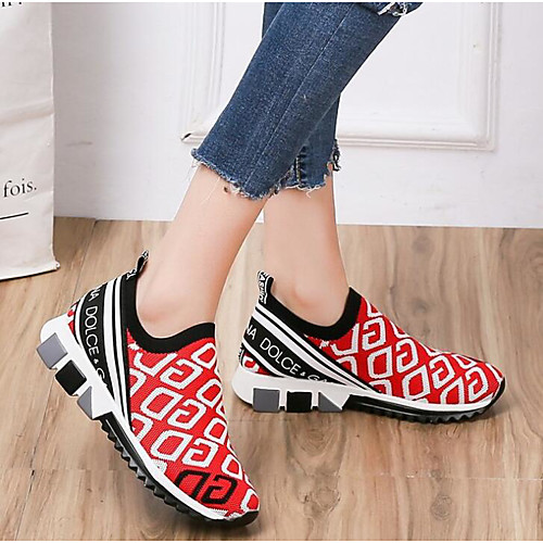 

Women's Loafers & Slip-Ons Flat Heel Round Toe PU Spring & Fall / Summer Red / Black