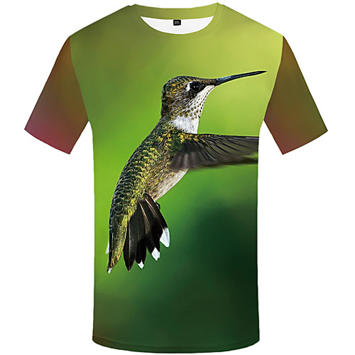 

Men's Daily Sports Basic / Street chic T-shirt - 3D / Graphic / Animal Print Green