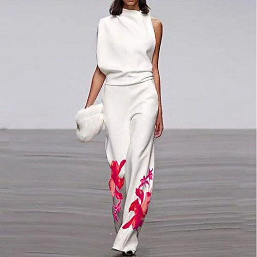 

Women's White Jumpsuit Onesie, Solid Colored S M L