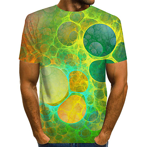 

Men's Daily Weekend Basic / Exaggerated T-shirt - Color Block / Rainbow / Abstract Print Rainbow
