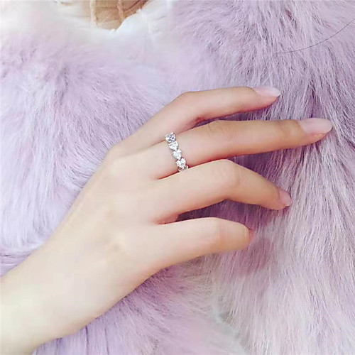 

Synthetic Diamond Ring Silver For Women's Stylish Luxury Elegant Bridal Wedding Party Evening Formal High Quality Classic