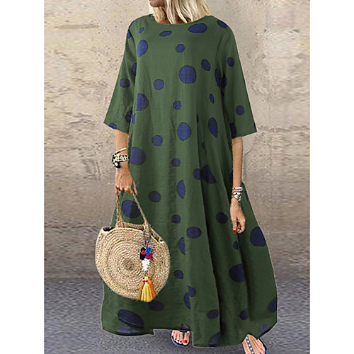 

Women's Wine Yellow Dress Elegant Shift Polka Dot M L