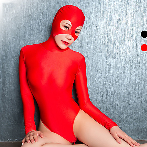 

Zentai Suits Cosplay Costume Catsuit Ninja Motorcycle Girl Adults' Cosplay Costumes Halloween Women's Red Black Solid Color Carnival Masquerade / Leotard / Onesie / Skin Suit
