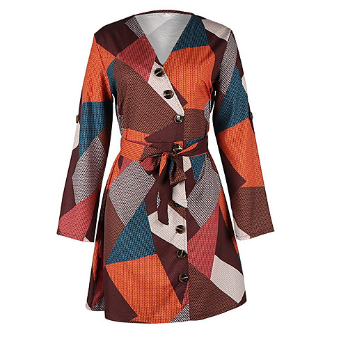 

Women's Brown Dress A Line Print S M