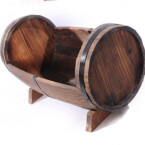 

Antiseptic Wood Flower Pot Rectangular Wooden Barrel Flower Barrel Beer Barrel Flower Box Wall Hanging Flower Trough Balcony Flower Stand Outdoor Vegetable Planting Pot