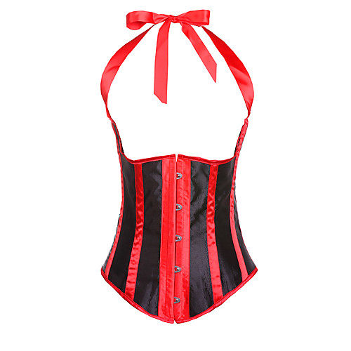 

Women's Plus Size Lace Up Corset Set - Sexy / Vertical Stripes / Fashion, Lace up / Buckle White Purple Red S M L