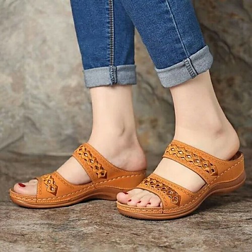 

Women's Sandals Wedge Heel Open Toe PU Summer Yellow / Red / Khaki