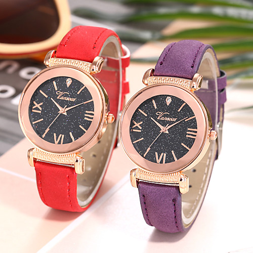 

Ladies Quartz Watches Sparkle Fashion Black Brown Green PU Leather Chinese Quartz Purple Blushing Pink Red Casual Watch 1 pc Analog One Year Battery Life