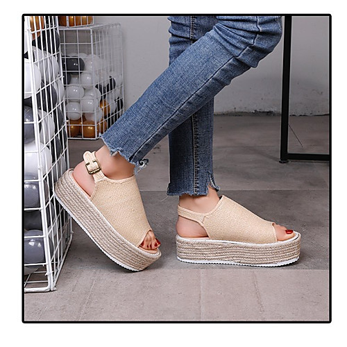 

Women's Sandals Creepers Open Toe PU Summer Black / Beige