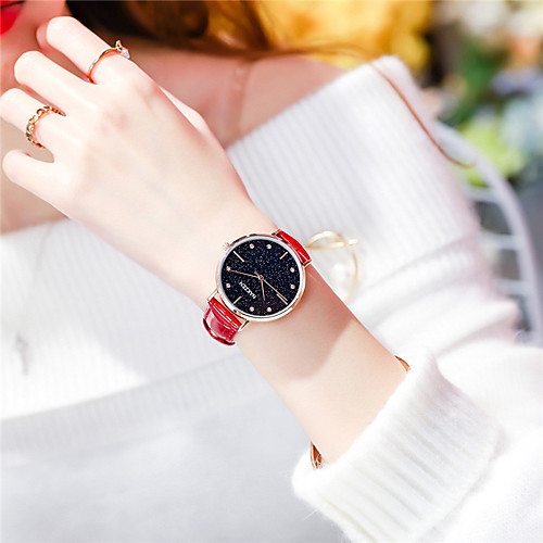 

Women's Quartz Watches Sparkle Fashion Genuine Leather Japanese Quartz Red Water Resistant / Waterproof 30 m Analog One Year Battery Life / Stainless Steel