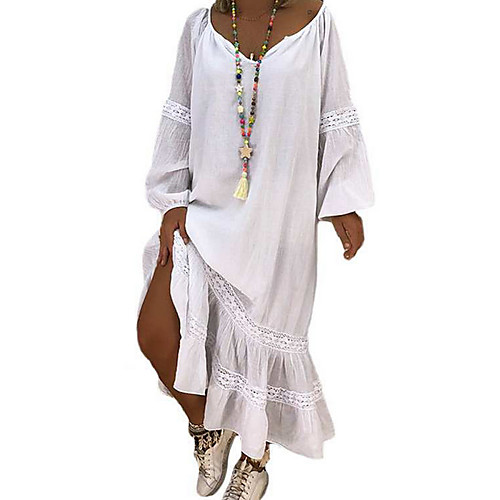 

Women's White Gray Dress Tunic Solid Color S M