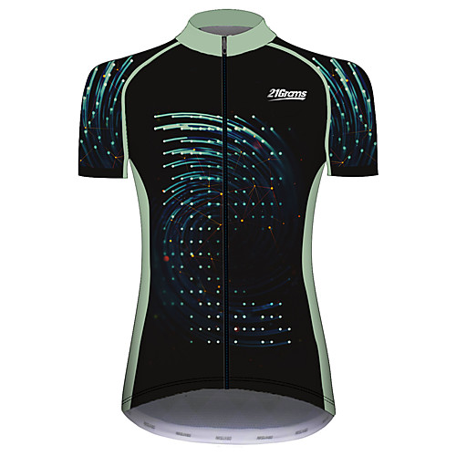 

21Grams Women's Short Sleeve Cycling Jersey Black / Green Polka Dot Geometic Bike Jersey Top Mountain Bike MTB Road Bike Cycling UV Resistant Breathable Quick Dry Sports Clothing Apparel / Stretchy