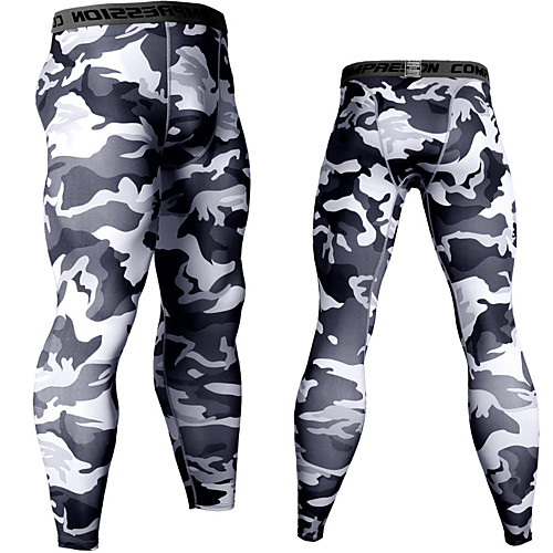 

Men's Running Tights Compression Pants Running Base Layer Sports Winter Bottoms Running Jogging Training Breathable Quick Dry Moisture Wicking Camouflage Army Green Rough Black Blue White Black