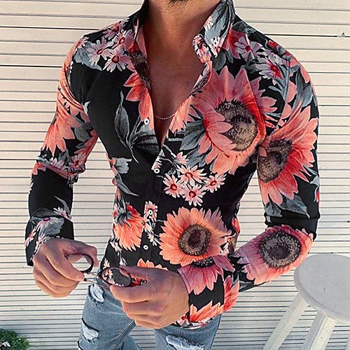 

Men's Holiday Going out Vintage / Tropical Shirt - Geometric Blue