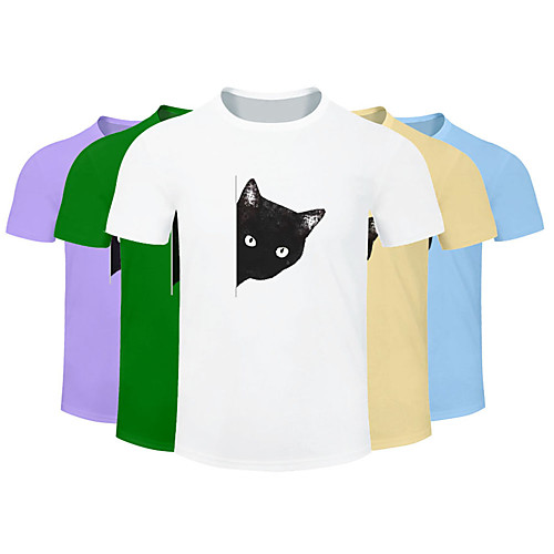 

Men's Women's Cotton Running T-Shirt Workout Shirt Round Neck Running Active Training Jogging Breathable Quick Dry Moisture Wicking Sportswear Cat Plus Size Tee / T-shirt Top Short Sleeve Activewear