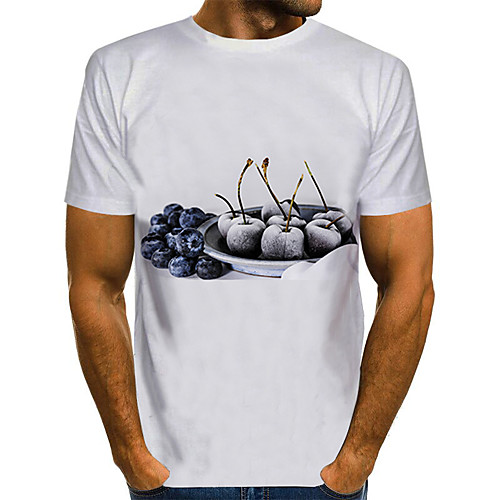 

Men's Daily Weekend Basic / Exaggerated T-shirt - Color Block / Rainbow / Abstract Print White