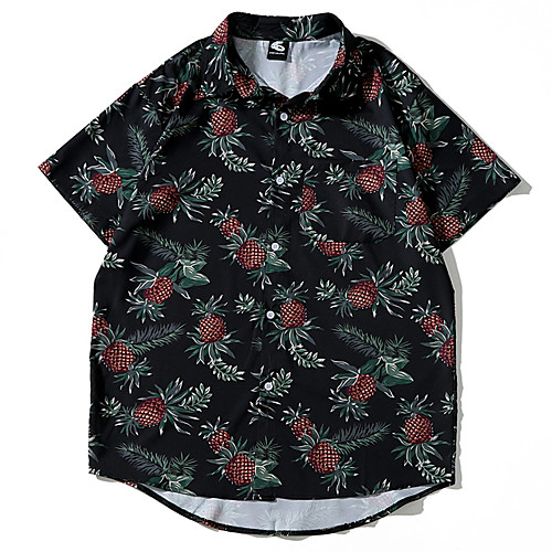 

Men's Daily Basic Shirt - Floral / Geometric Print Black
