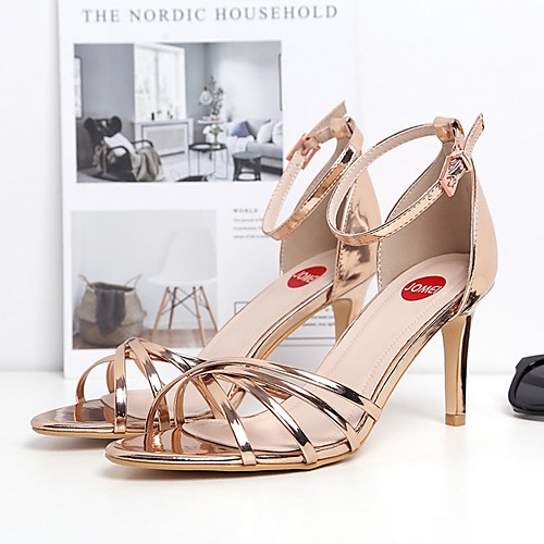 

Women's Sandals Stiletto Heel Open Toe PU Summer Champagne / Black