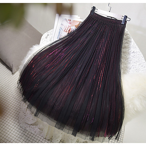 

Women's Swing Skirts - Solid Colored Wine Blushing Pink Green One-Size