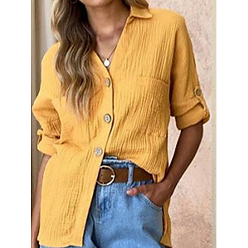 

Women's Daily Shirt - Solid Colored Yellow