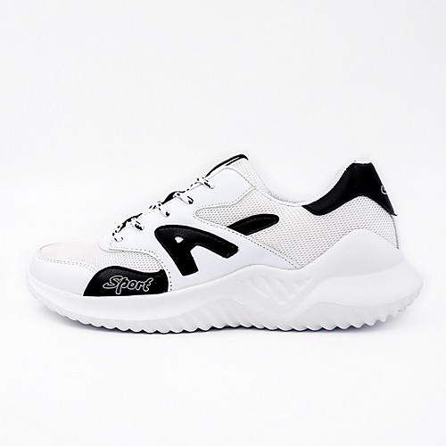 

Men's Mesh Spring & Summer Athletic Shoes Running Shoes Non-slipping Color Block White / Black