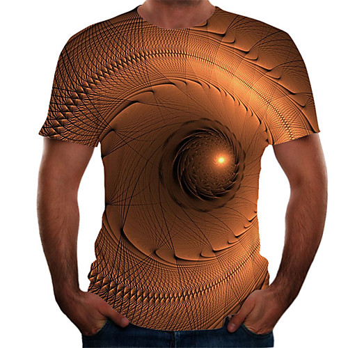 

Men's Daily Basic T-shirt - Color Block / 3D Print Light Brown