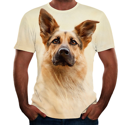 

Men's Going out Weekend Basic T-shirt - Color Block / 3D / Animal Brown