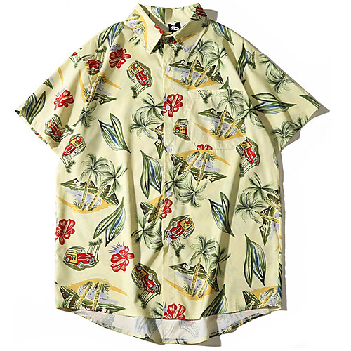 

Men's Daily Basic Shirt - Geometric Print Beige