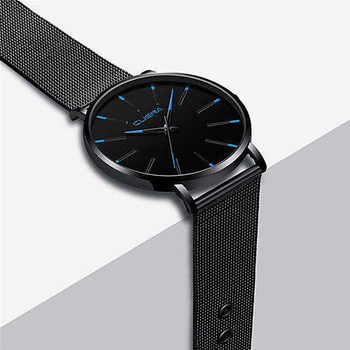 

Men's Steel Band Watches Quartz Modern Style Stainless Steel Black / Silver 30 m New Design Large Dial Analog Elegant Minimalist - Blue Silver Black One Year Battery Life