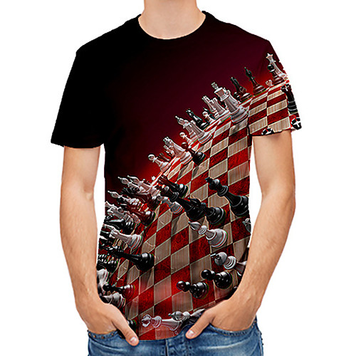 

Men's Plus Size 3D Print T-shirt Basic Daily Round Neck Wine / Short Sleeve