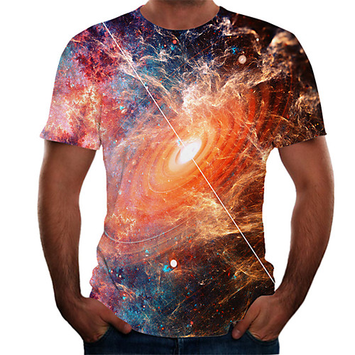 

Men's Daily Basic T-shirt - Color Block / 3D Print Orange