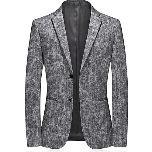 

Men's Blazer Notch Lapel Polyester Gray