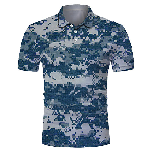 

Men's Club Weekend Rock / Exaggerated Polo - Color Block / 3D / Camo / Camouflage Print Navy Blue