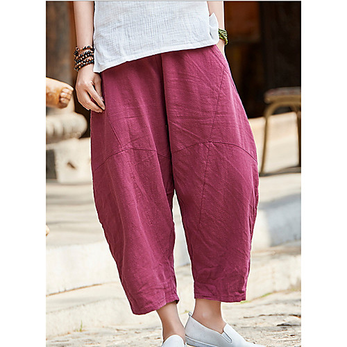

Women's Basic Bloomers Pants - Solid Colored Wine White Dark Gray One-Size