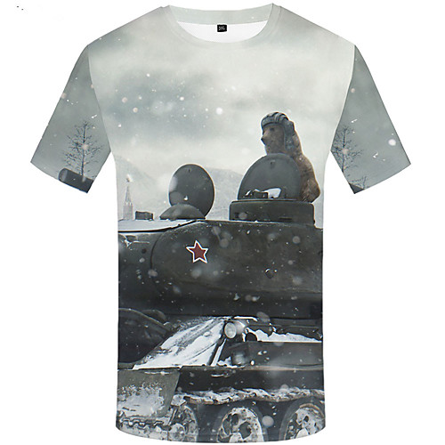 

Men's Daily Sports Basic / Street chic T-shirt - 3D / Graphic Print Gray