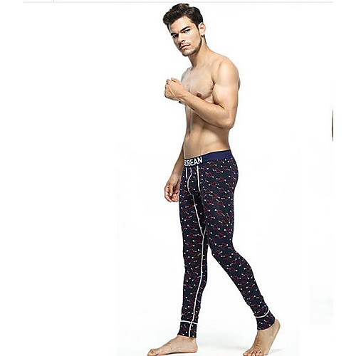 

Men's Normal Cotton Sexy Long Johns Geometric Mid Waist