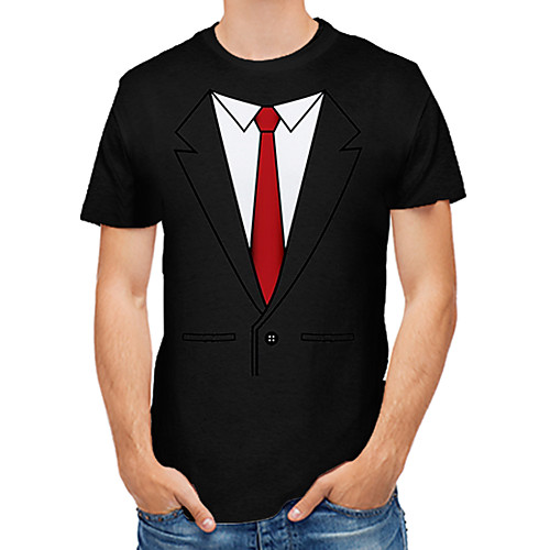 

Men's Going out Work Business / Street chic T-shirt - Color Block / Abstract / Graphic Print Black