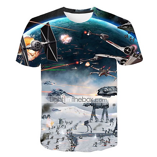 

Men's Daily Going out Basic / Street chic T-shirt - Geometric Print Blue