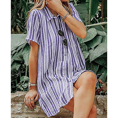 

Women's Wine Purple Dress Shirt Striped S M