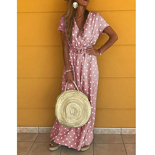 

Women's Yellow Red Dress A Line Polka Dot S M
