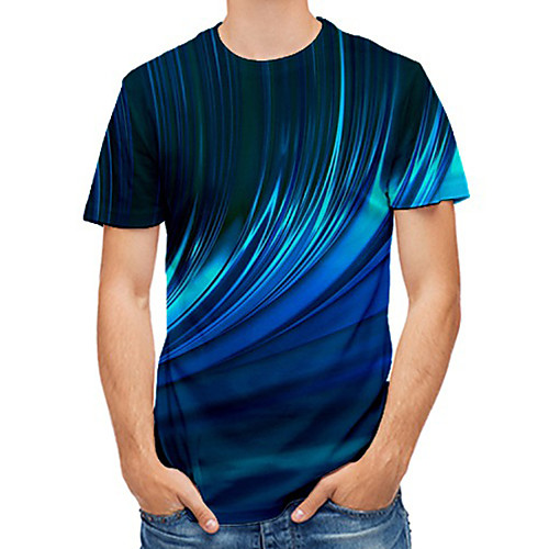 

Men's Plus Size 3D Print T-shirt Basic Daily Round Neck Blue / Short Sleeve