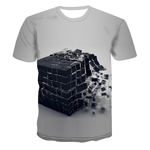 

Men's Club Weekend Street chic / Punk & Gothic T-shirt - Geometric / 3D / Abstract Print Light gray