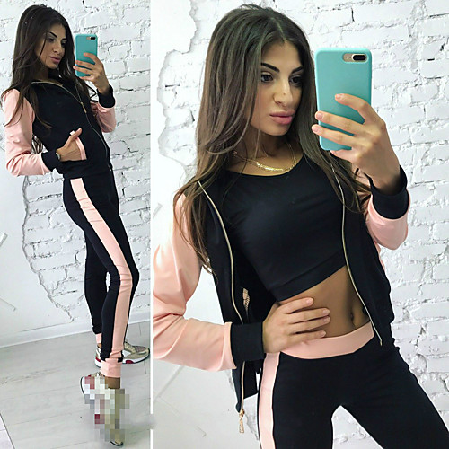 

Women's 2-Piece Full Zip Tracksuit Sweatsuit Jogging Suit 3pcs Running Active Training Jogging Breathable Quick Dry Moisture Wicking Sportswear Athletic Clothing Set Long Sleeve Activewear