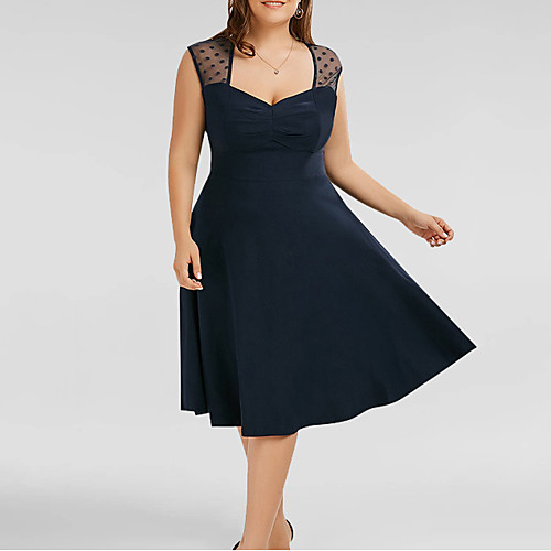 

Women's Blue Black Dress A Line Deep V XL XXL