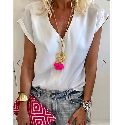 

Women's Daily Shirt - Solid Colored Blushing Pink